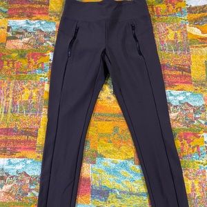 Athleta XS Zippered Dark Brown Leggings